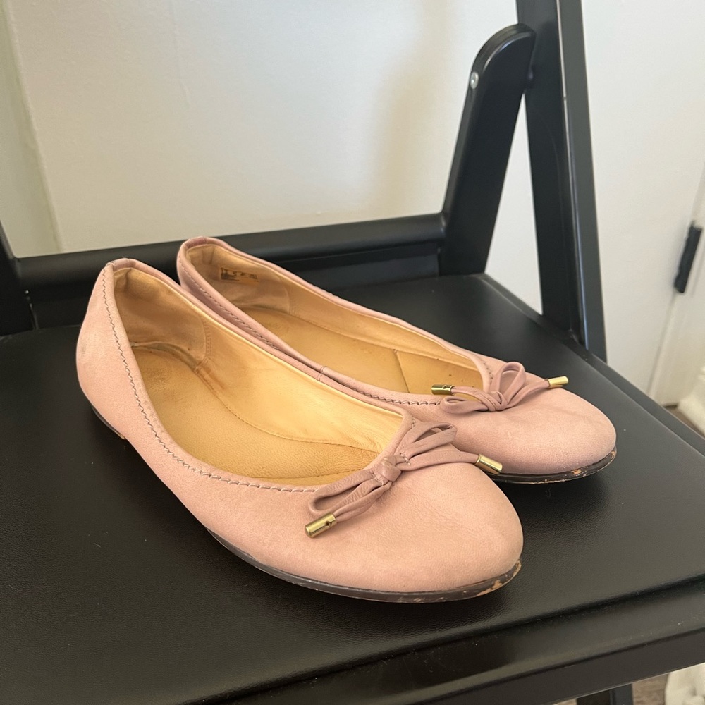 CLARKS FAWNA LILY PINK LEATHER BALLET FLATS (Women’s 8.5)